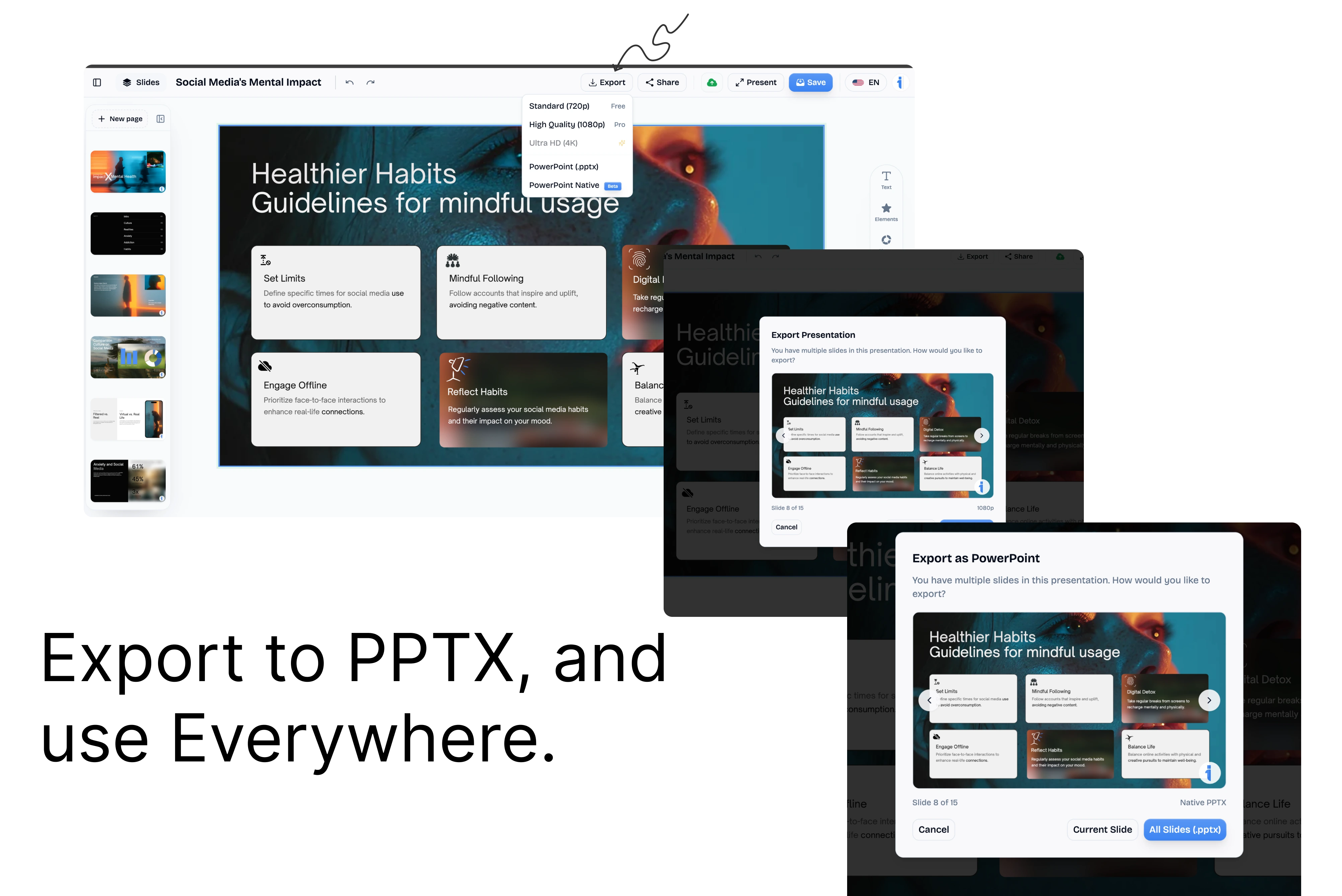 InfoBlog export options